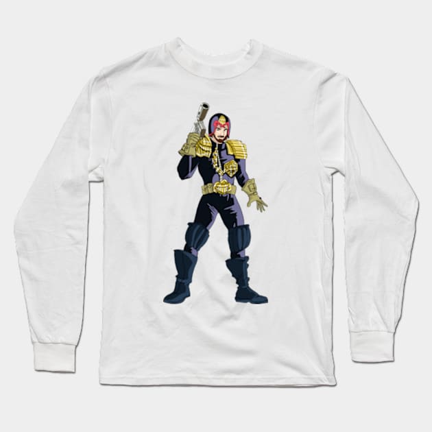 Judge Dredd Unmasked Long Sleeve T-Shirt by halfzero